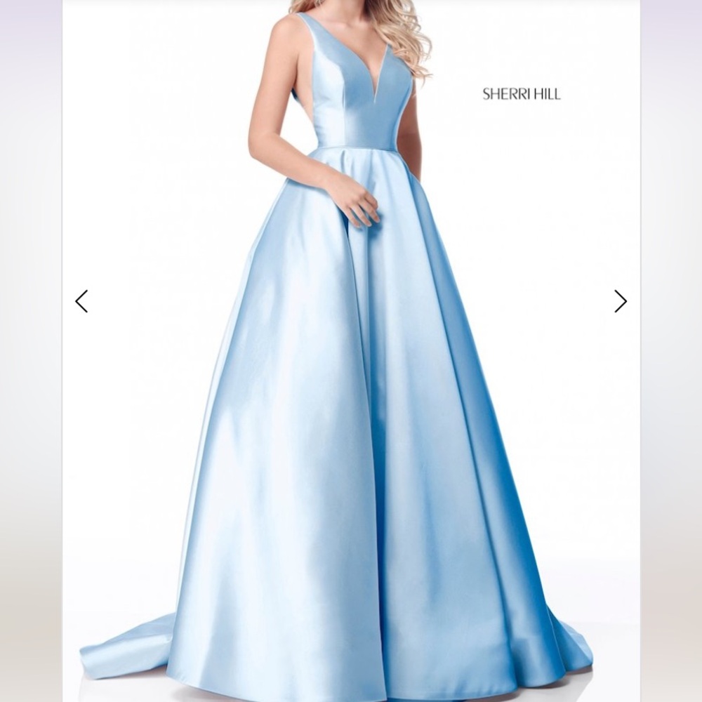 Sherri hill elegant light blue evening gown Size 8  style-51856.